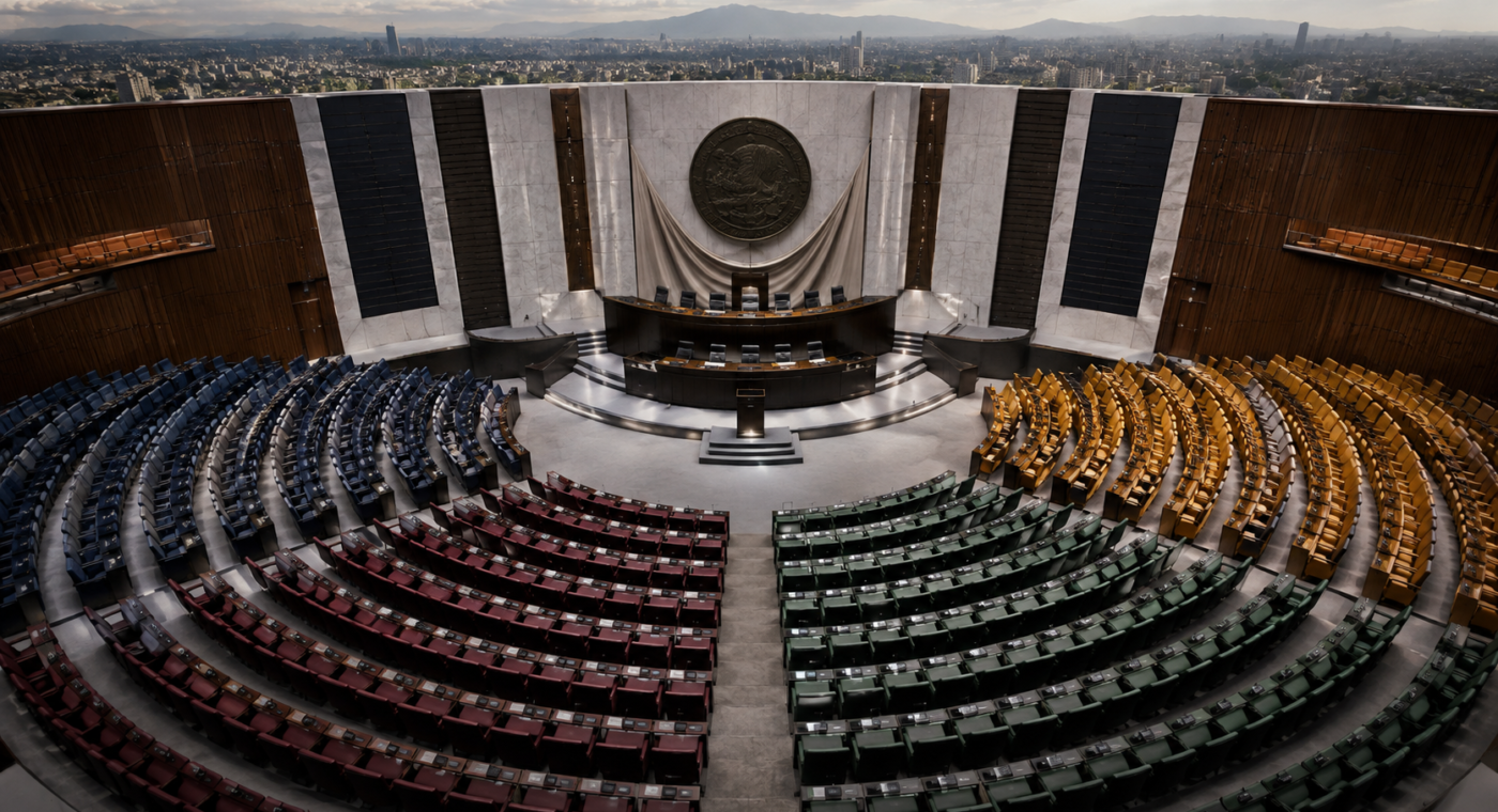 Ilustración editorial sobre los escenarios para la Cámara de Diputados después de 2027