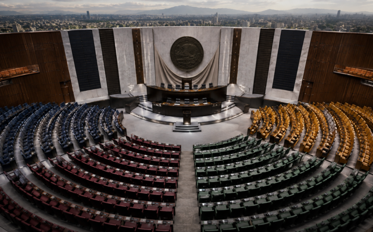 Ilustración editorial sobre los escenarios para la Cámara de Diputados después de 2027